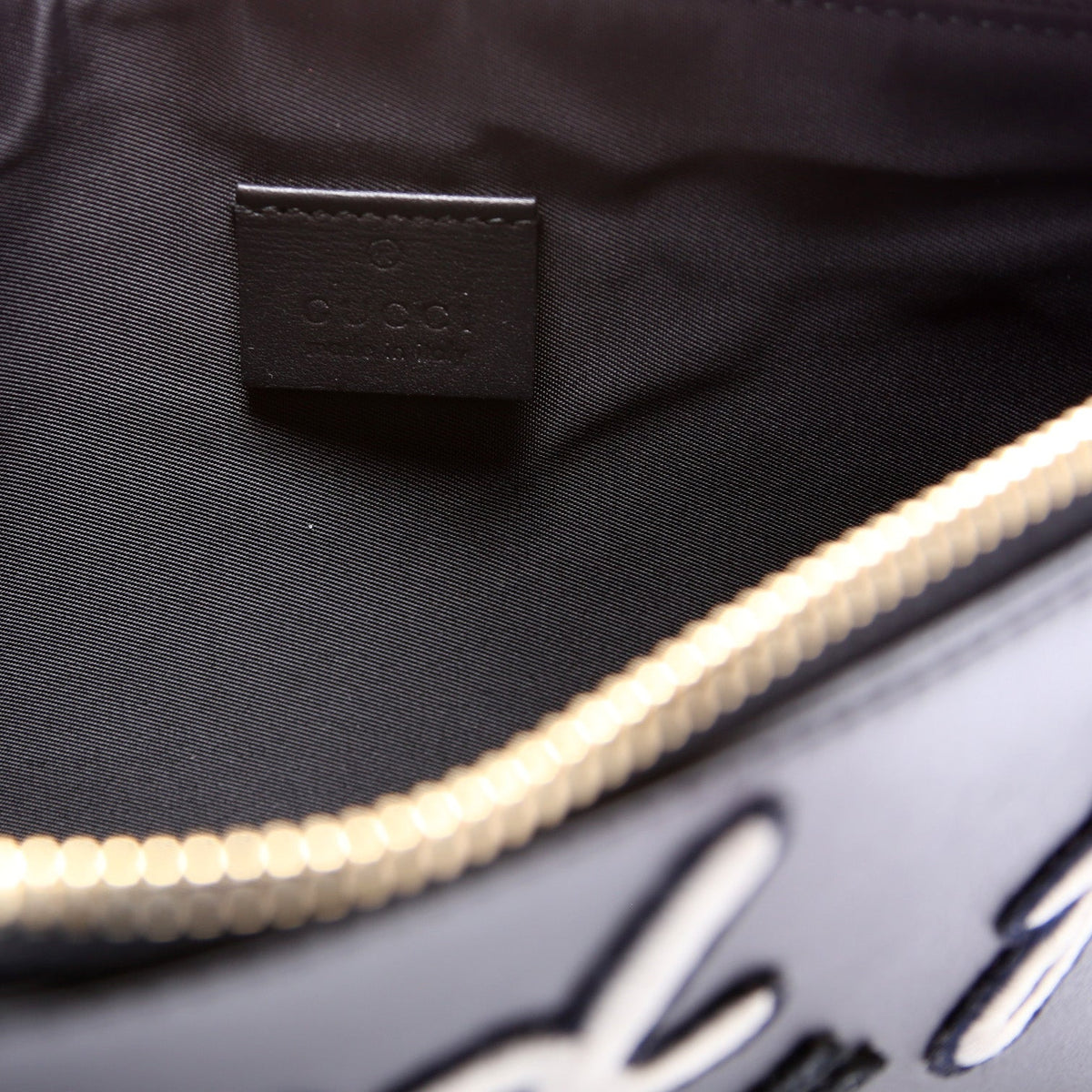 Leather Blind For Love Embroidered Zip Pouch