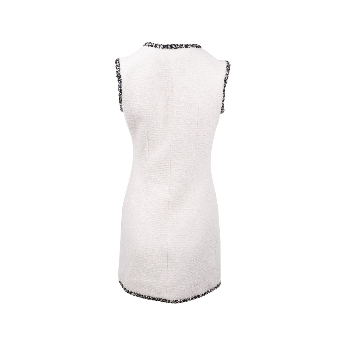 Chanel Size 34 22p Mid-Length Mini Dress Tweed White/Black