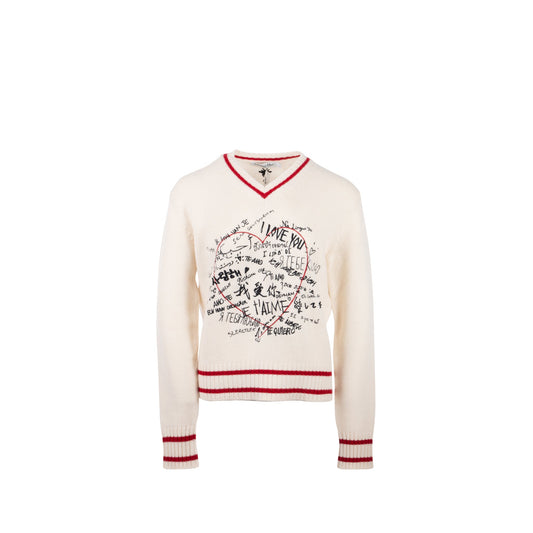 Dior Size 38 Love Knit Sweater Cashmere White