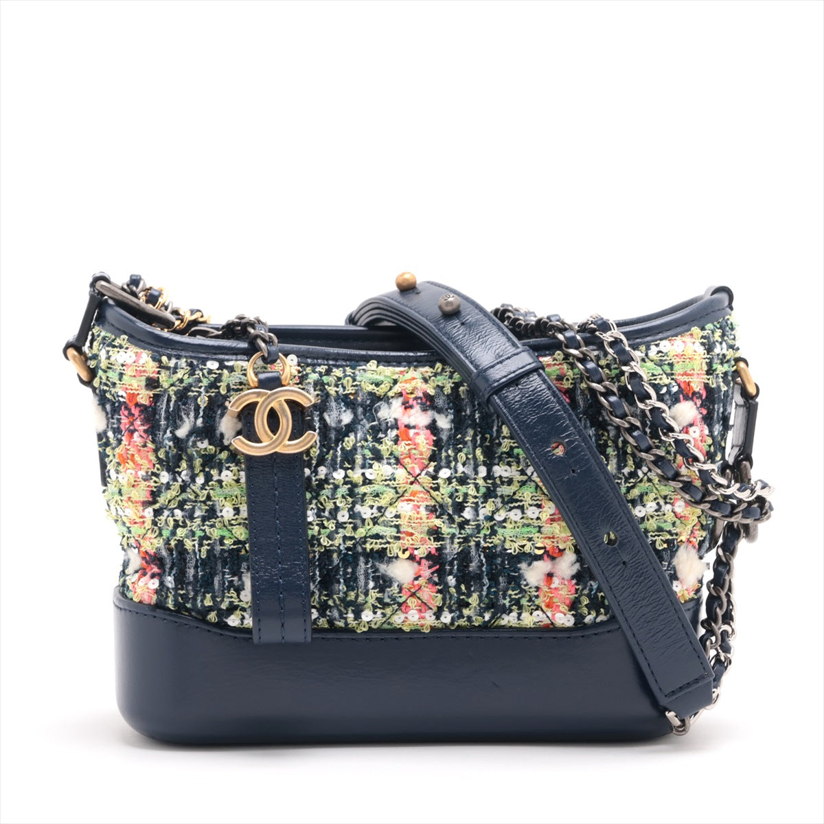 Chanel Gabriel Du Chanel Tweed x Leather Chain Shoulder Bag Multicolor G x Silver Gold  29th