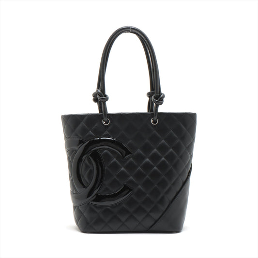 Chanel Combon Line Patent Leather   HandBag Black Silver G