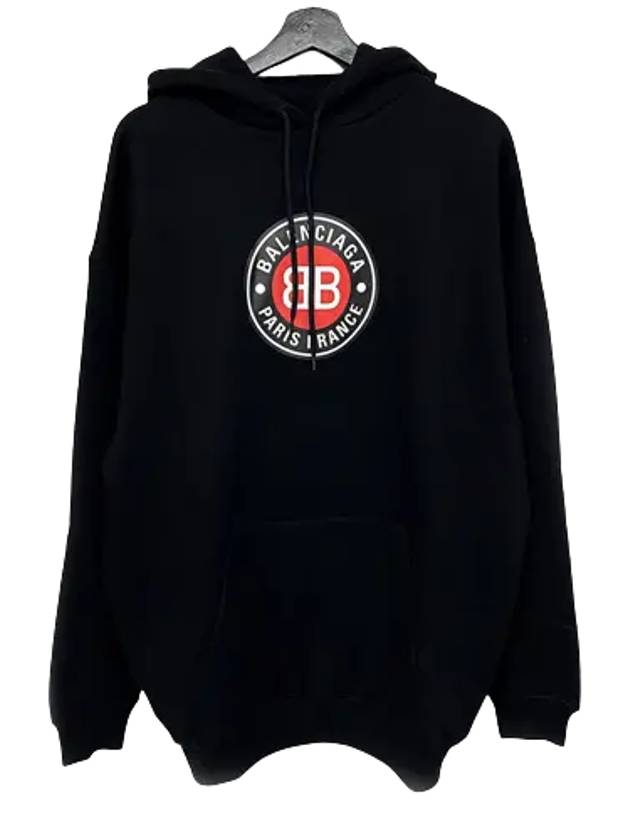 Luxury Balenciaga  BB Logo Round Print Hoodie Black