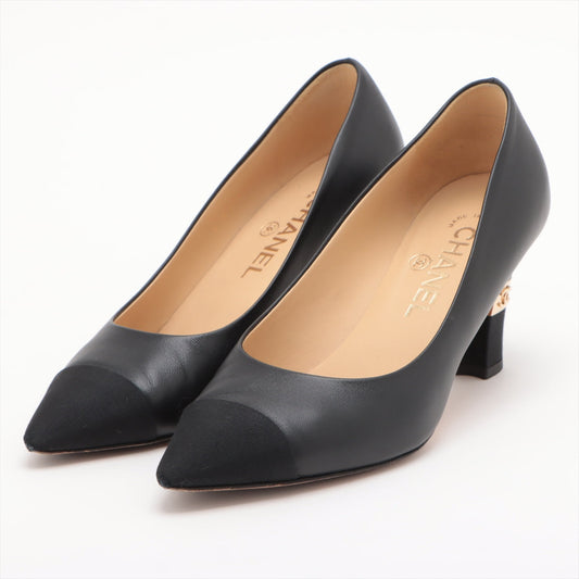 Chanel Coco 20P Leather Pump 36 1/2  Black G35802 Box