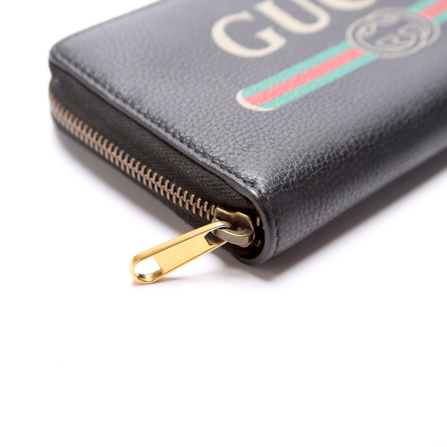 Retro Logo Leather Zip Around Wallet