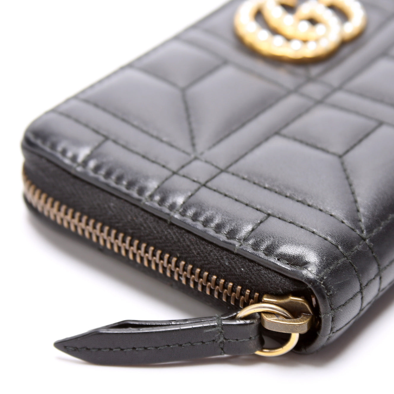 GG Marmont Pearly Zip Around Wallet