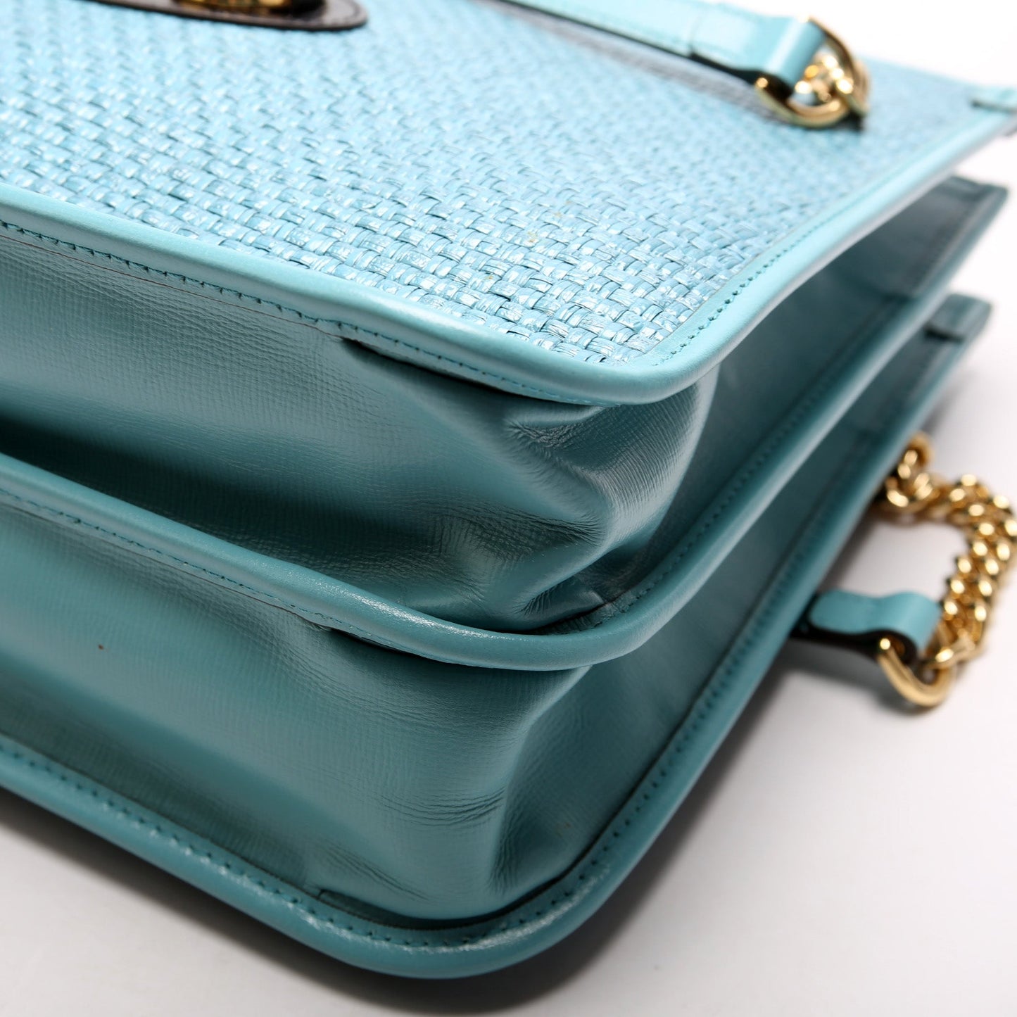 Horsebit Raffia Chain Tote