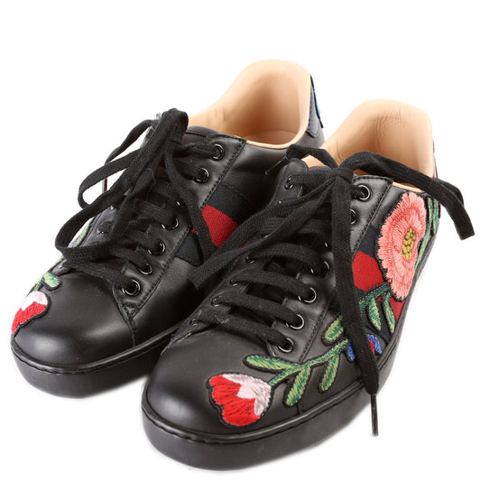 Ace Web Flower Embroidered Leather Sneaker Men's Size