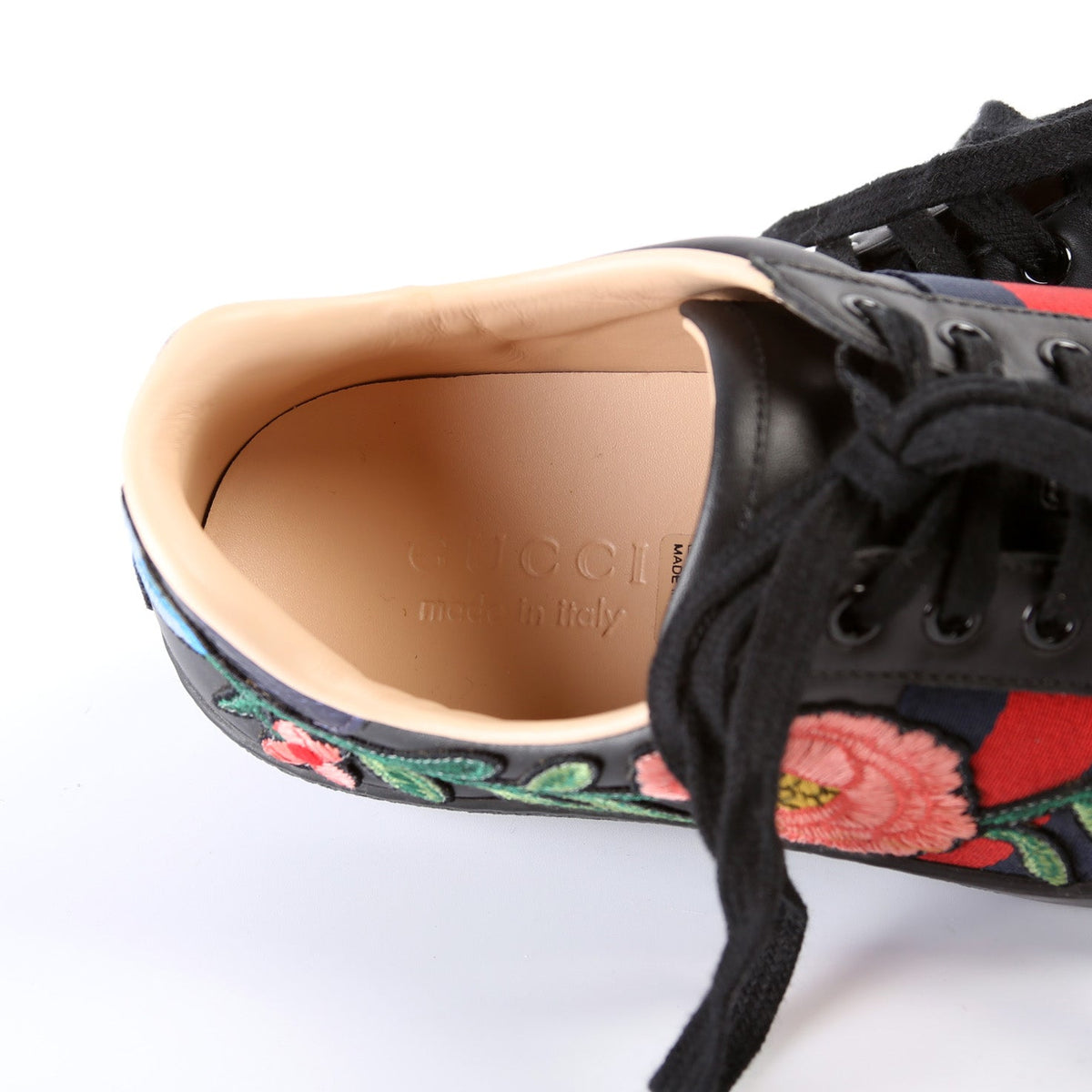Ace Web Flower Embroidered Leather Sneaker Men's Size