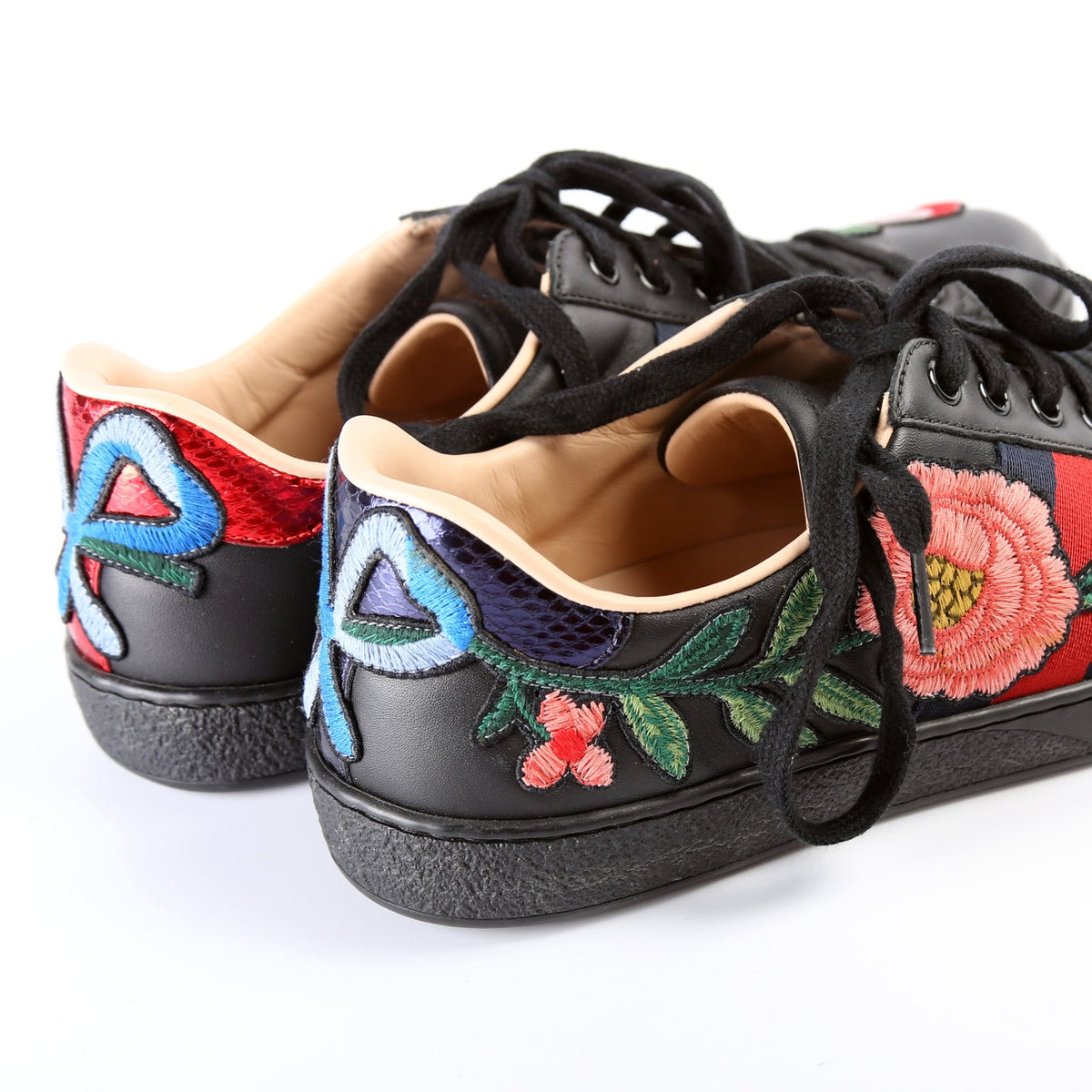 Ace Web Flower Embroidered Leather Sneaker Men's Size