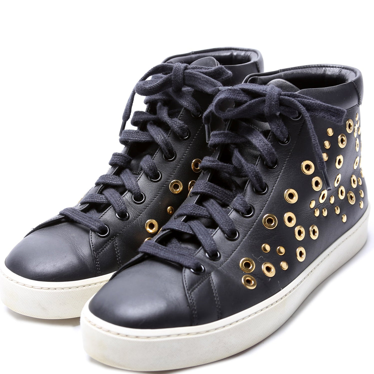 Leather Detail Hightop Sneakers Size 37