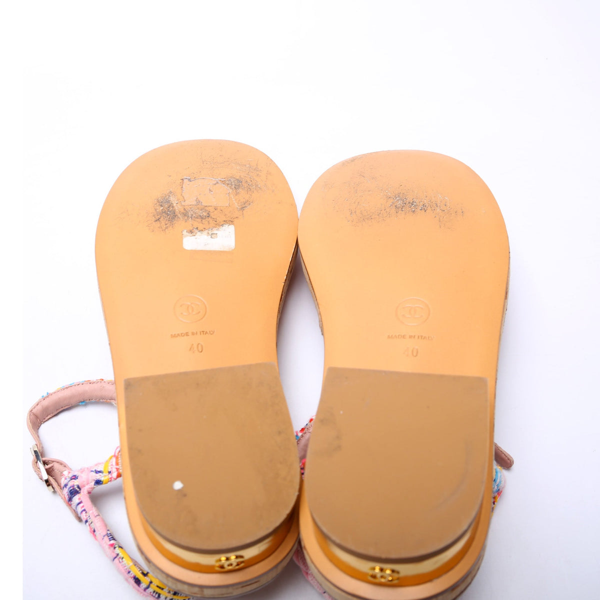 Tweed Cord Cork Sandals Size 40