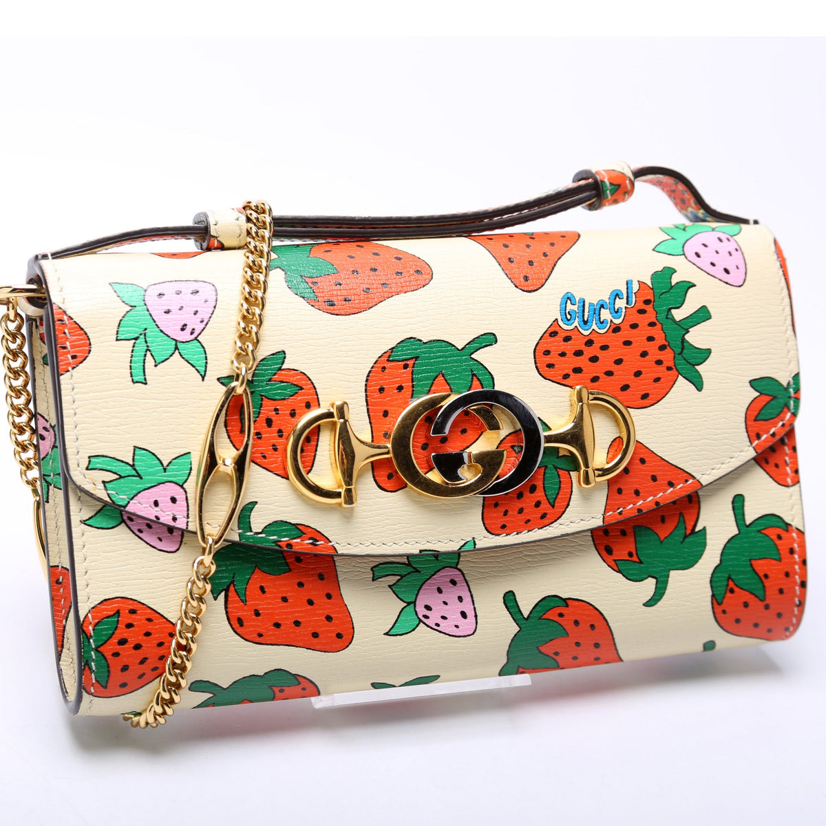 Zumi Strawberry Print Calfskin Mini Shoulder Bag