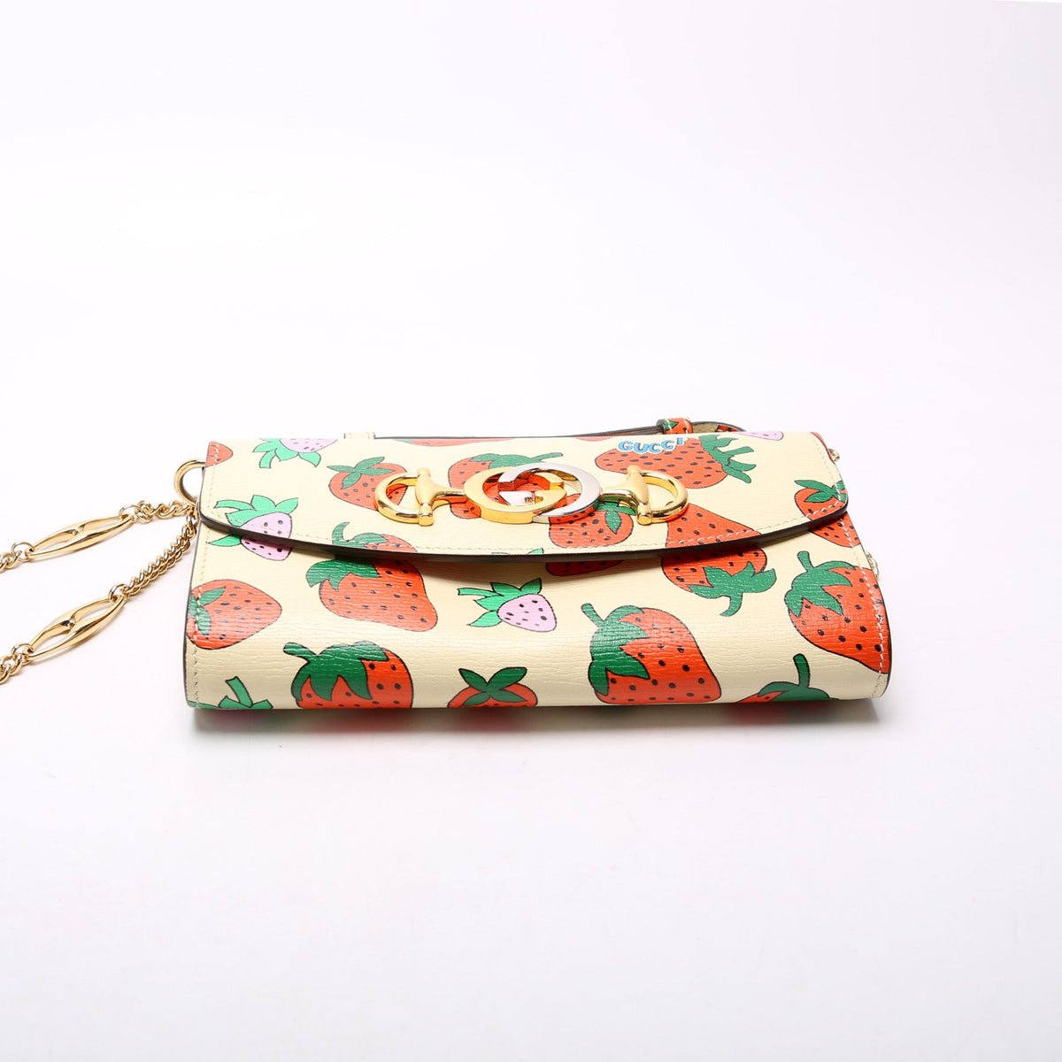 Zumi Strawberry Print Calfskin Mini Shoulder Bag