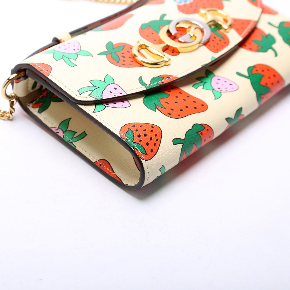 Zumi Strawberry Print Calfskin Mini Shoulder Bag