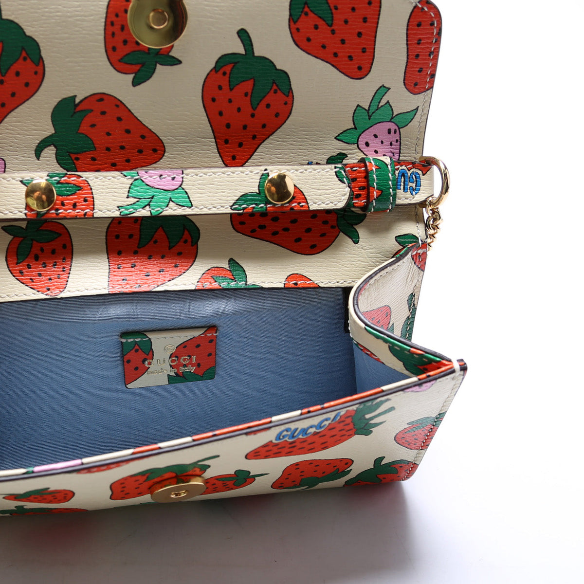 Zumi Strawberry Print Calfskin Mini Shoulder Bag