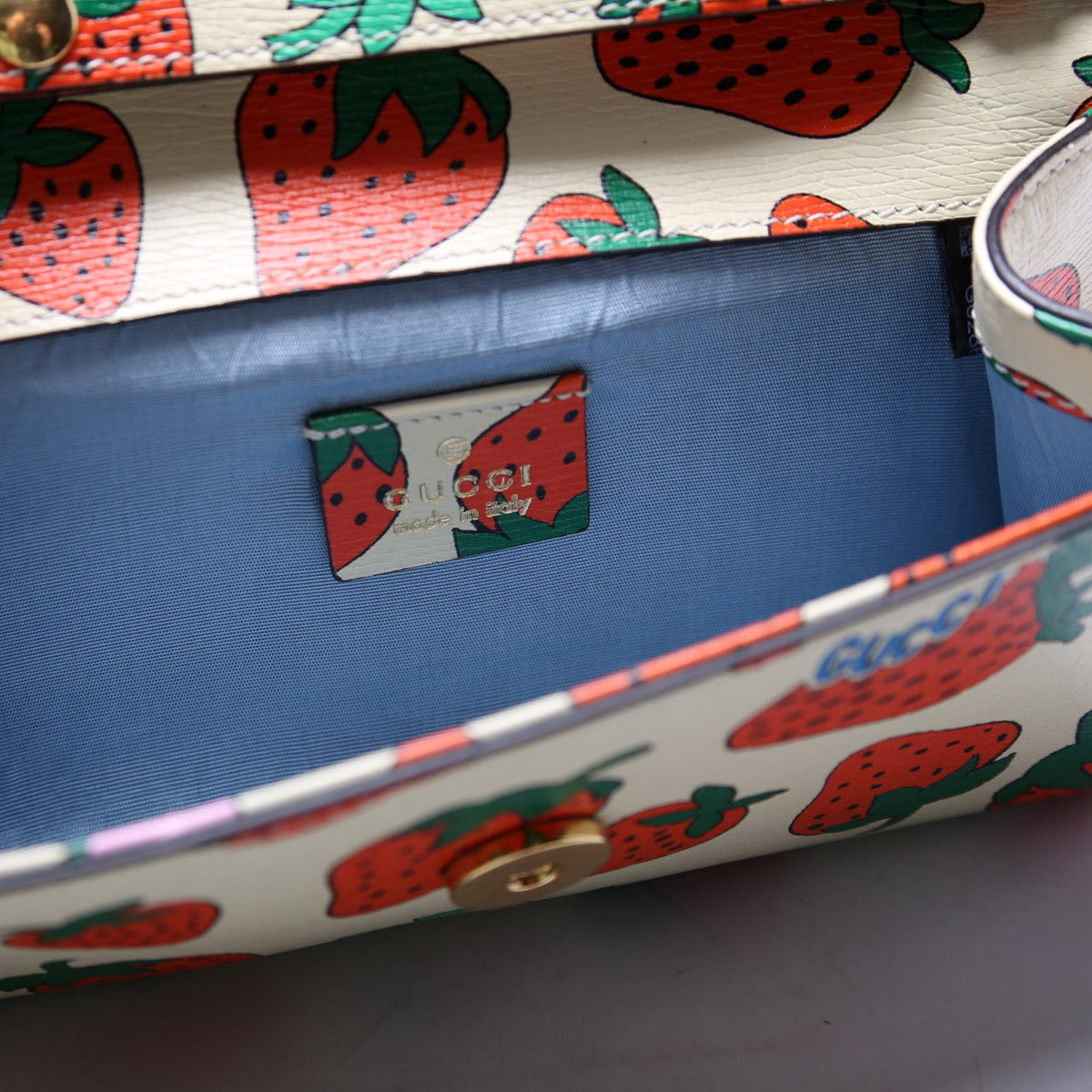 Zumi Strawberry Print Calfskin Mini Shoulder Bag