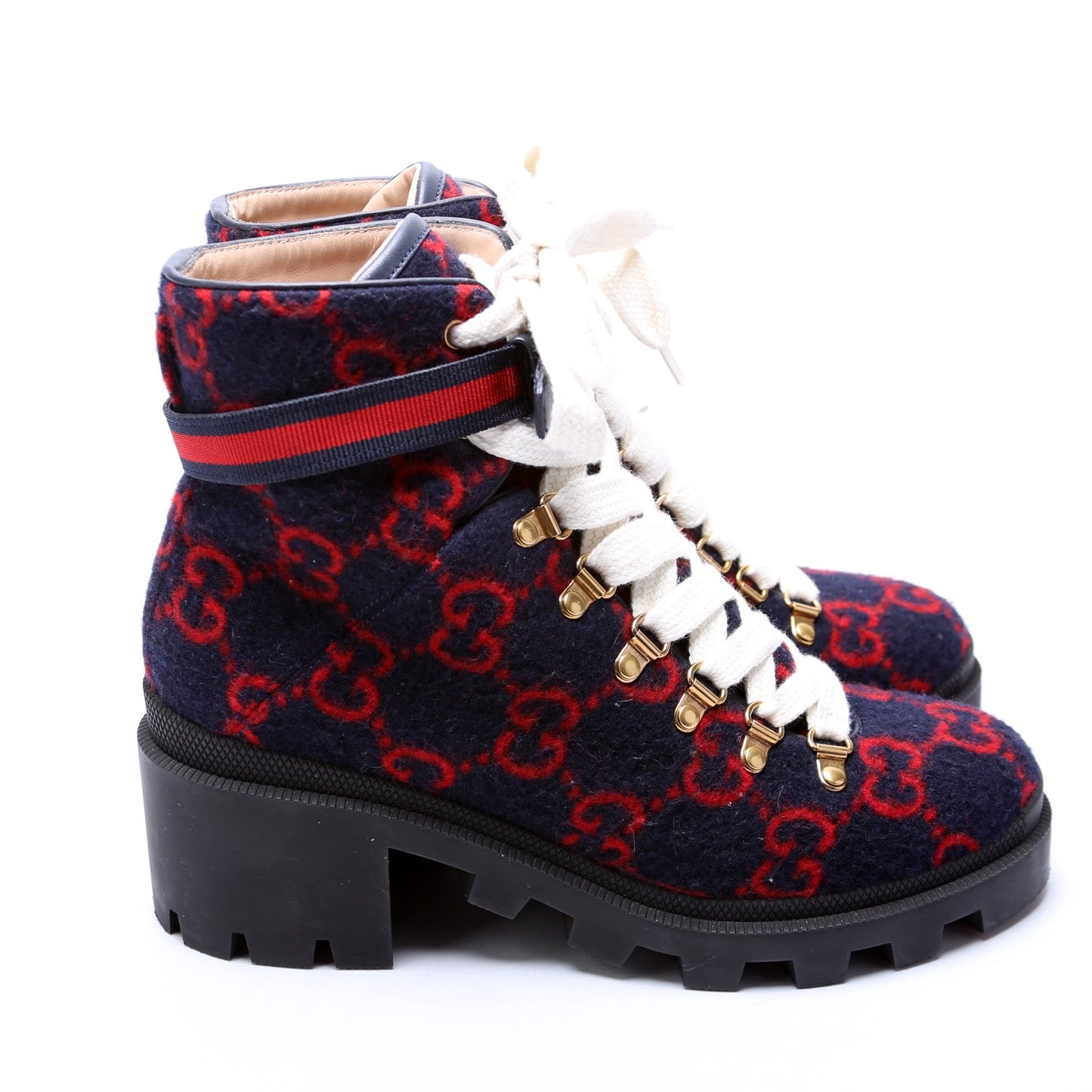 Gucci GG Wool Combat Boots Size .