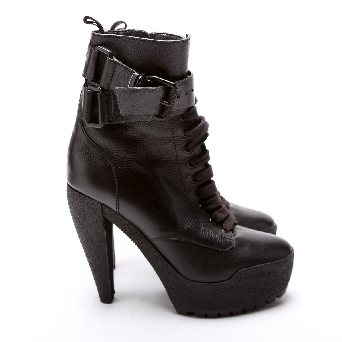 Leather Lace Up Booties Size 39.5