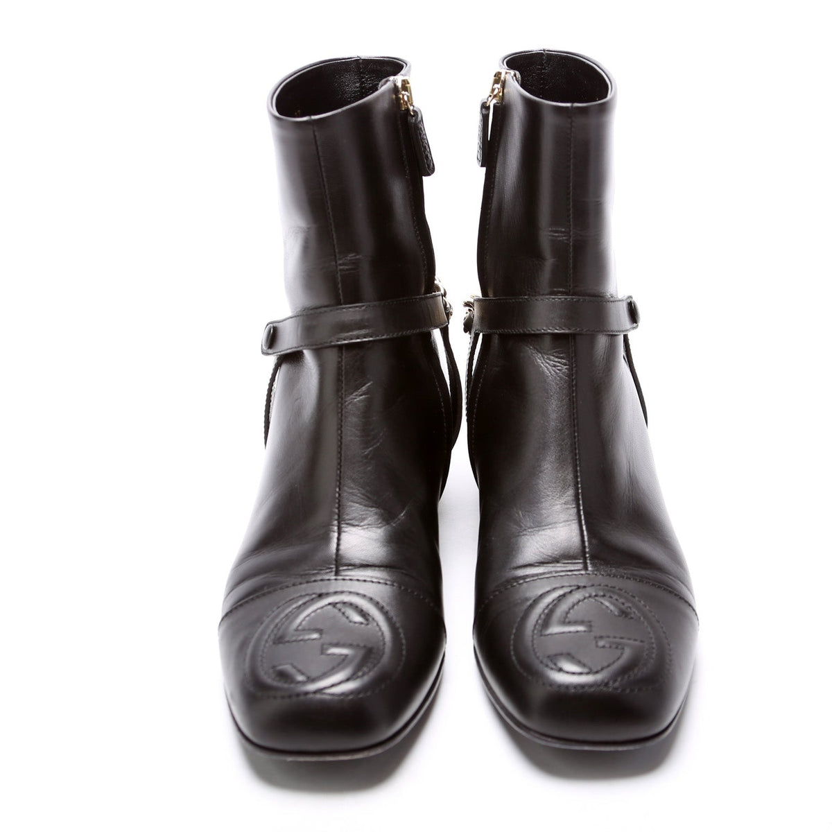 Interlocking GG Moto Chain Booties Size