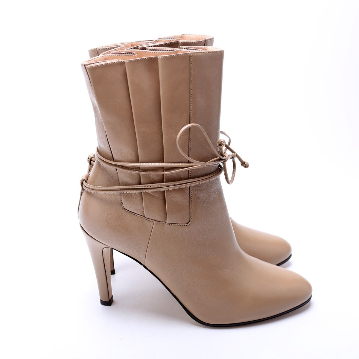 Leather Tie Booties Size