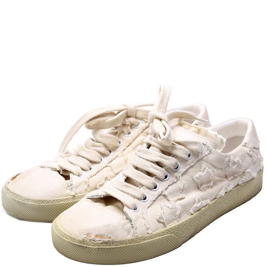 Canvas Lace Up Distressed Sneakers Size