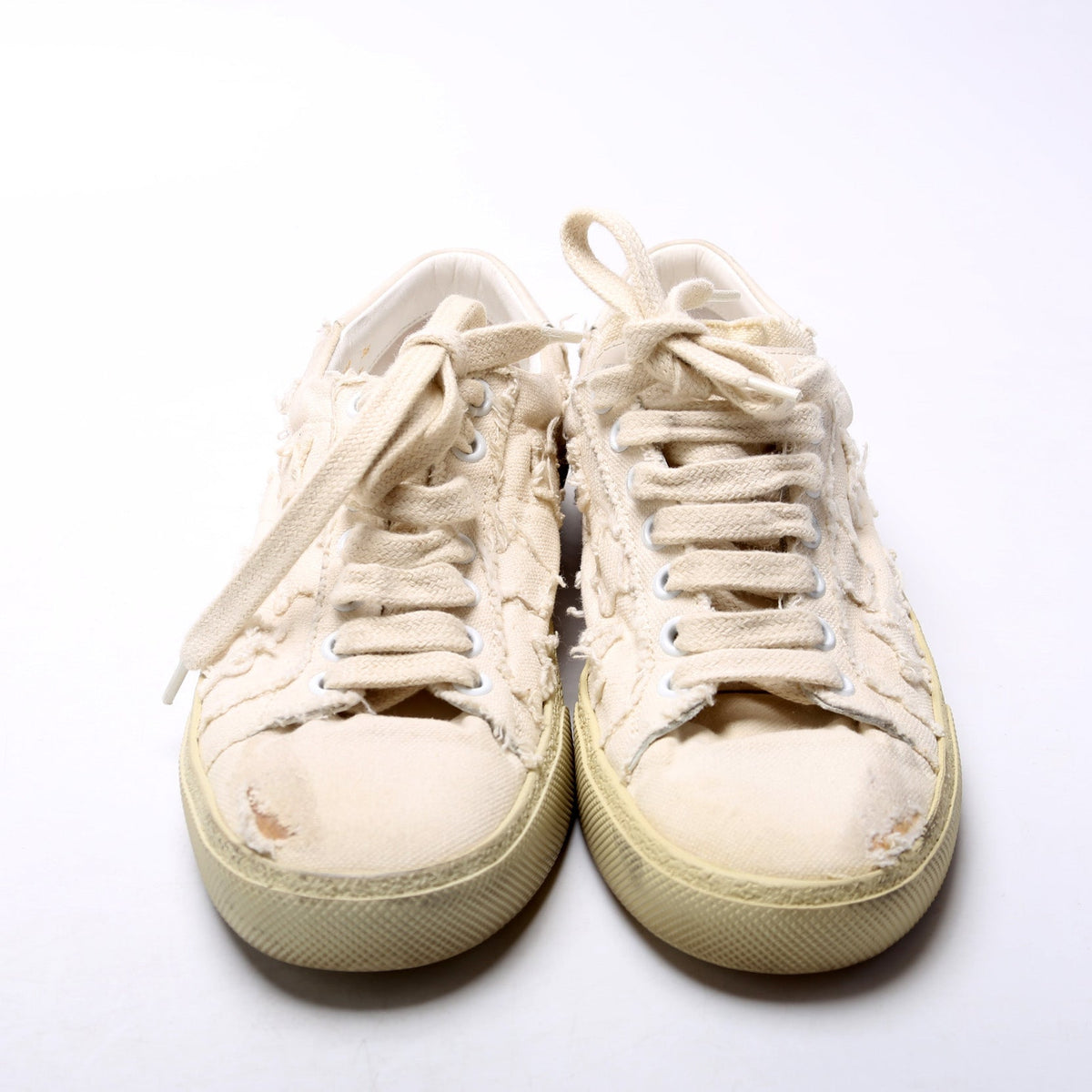 Canvas Lace Up Distressed Sneakers Size