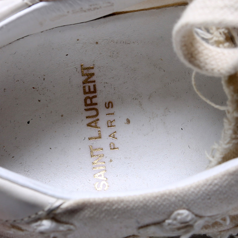 Canvas Lace Up Distressed Sneakers Size