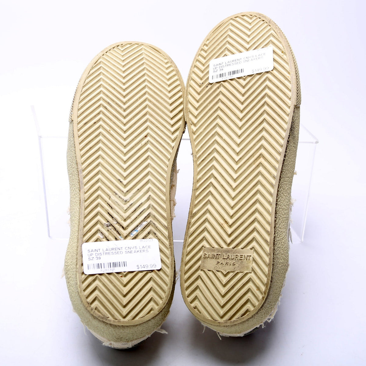 Canvas Lace Up Distressed Sneakers Size