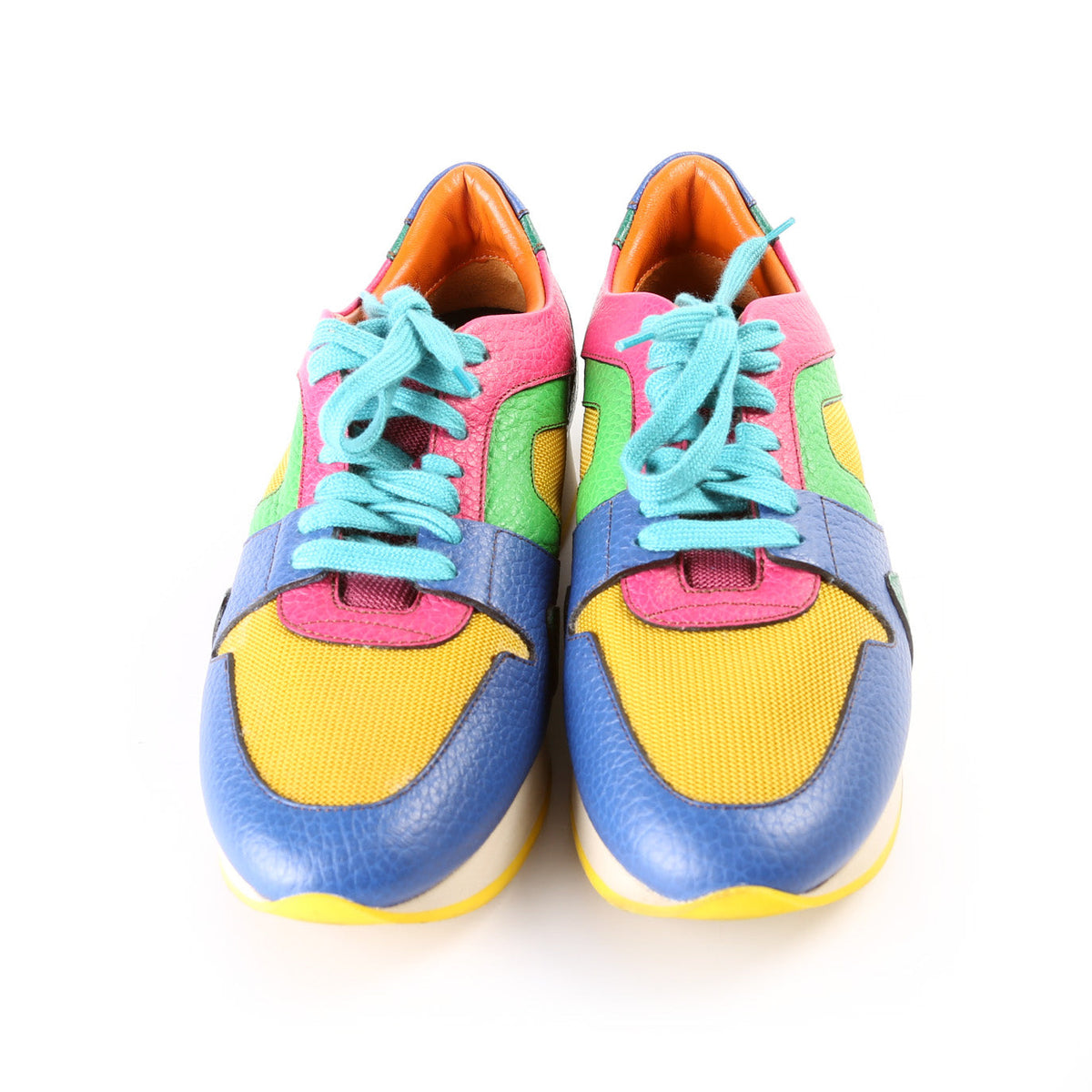 Colorblock Leather Sneakers Size 38