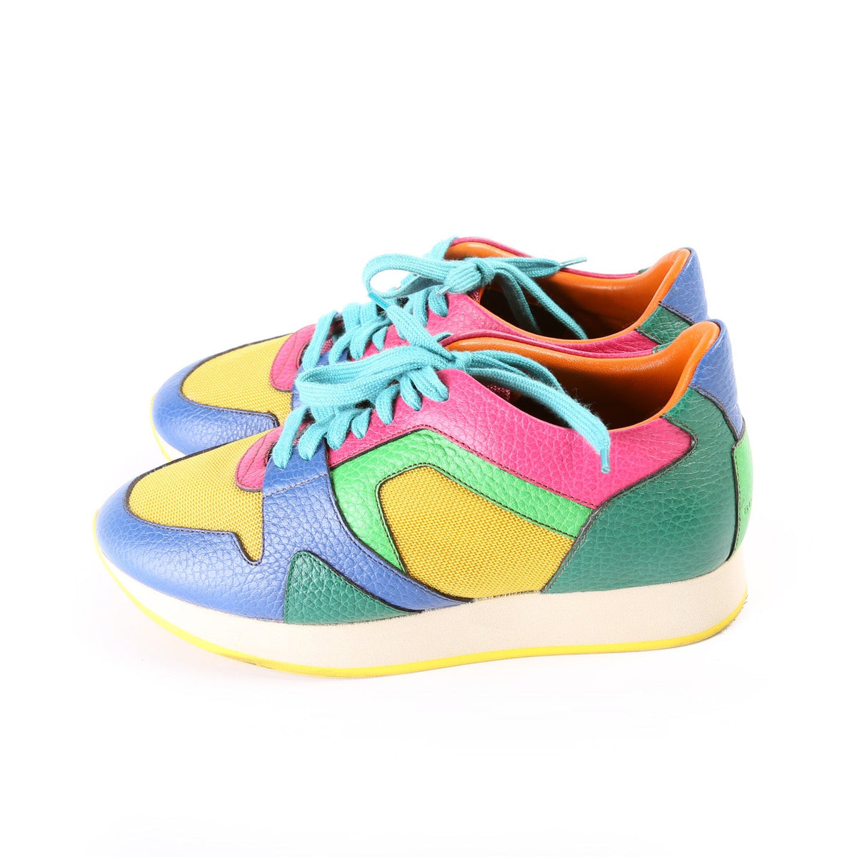 Colorblock Leather Sneakers Size 38