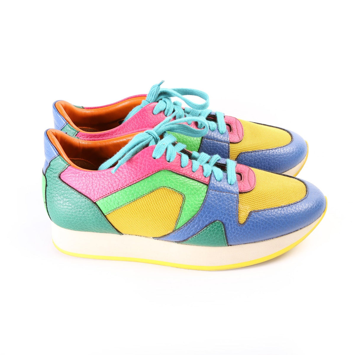 Colorblock Leather Sneakers Size 38