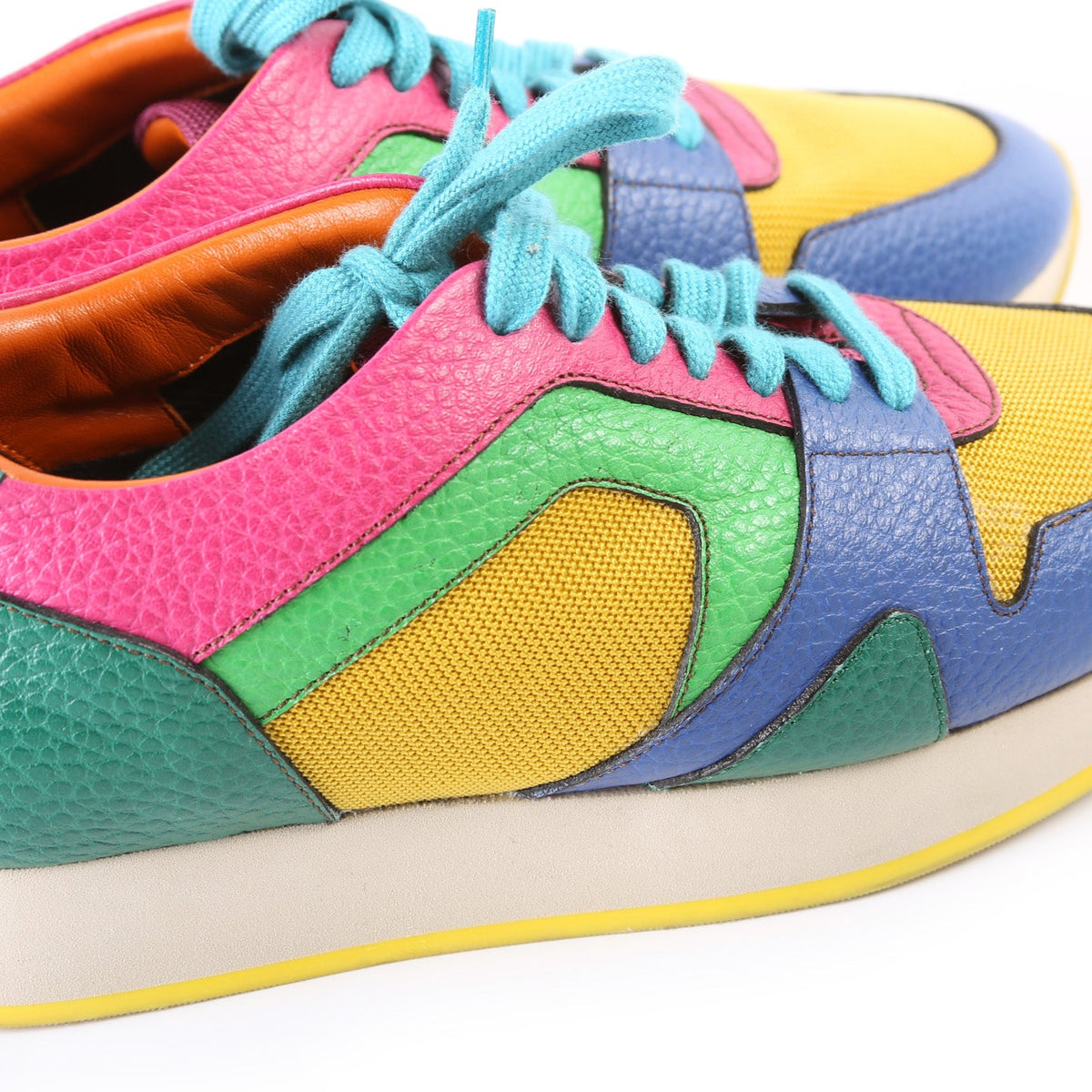 Colorblock Leather Sneakers Size 38