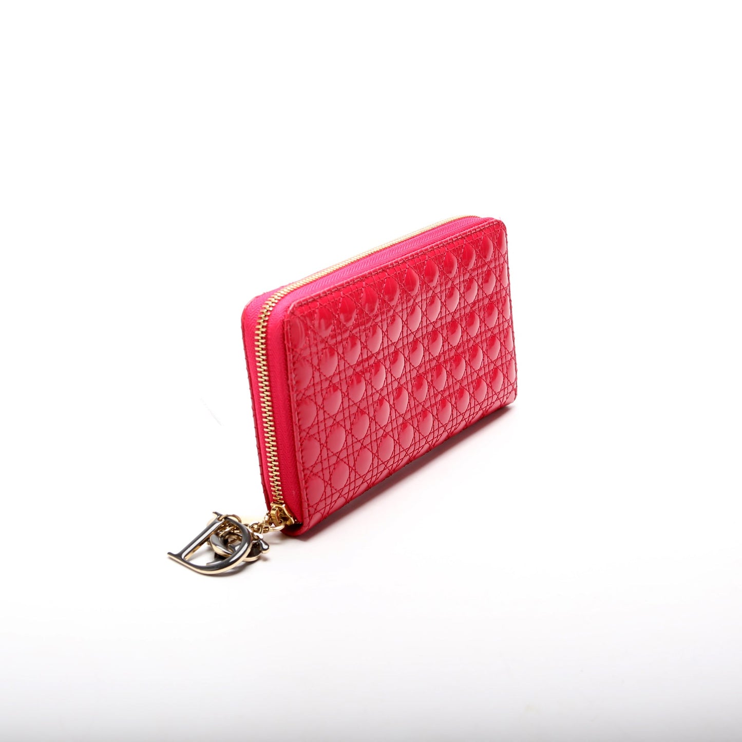 Lady Quilted Patent Zip Wallet