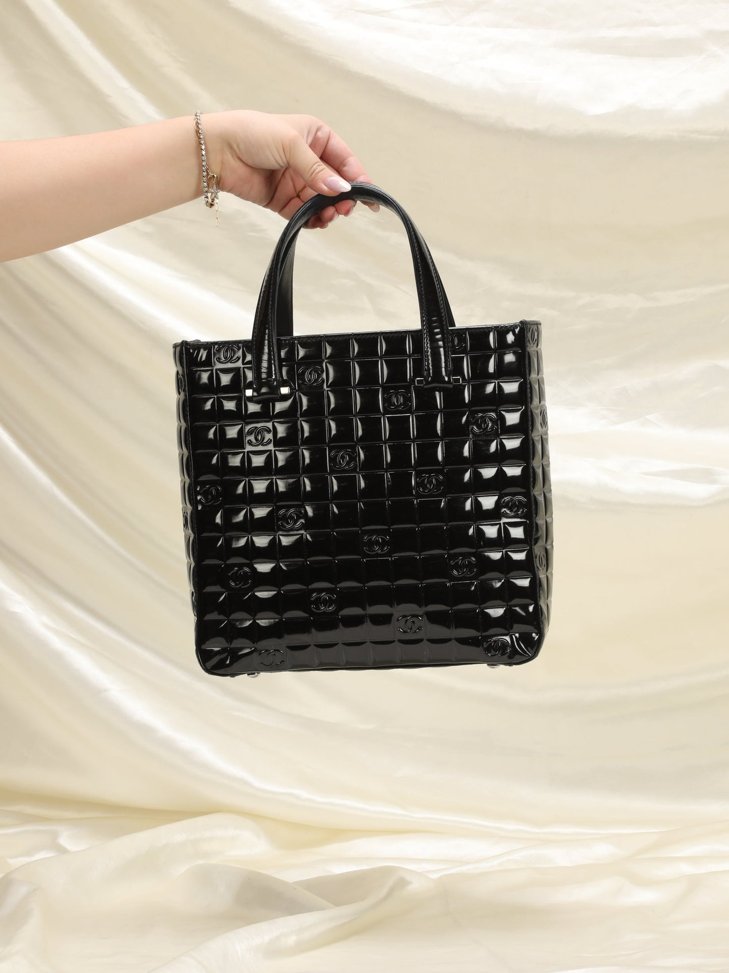 Chanel Patent Chocolate Bar Tote