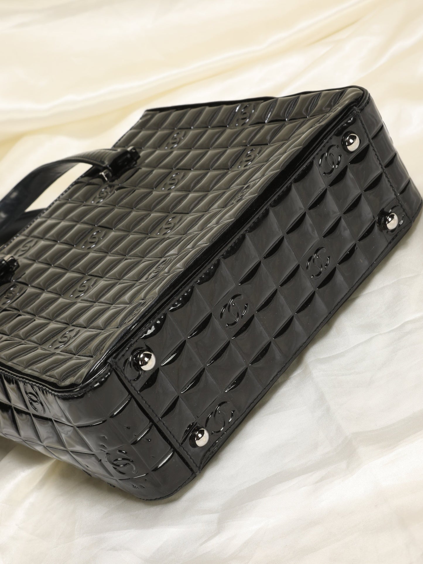 Chanel Patent Chocolate Bar Tote