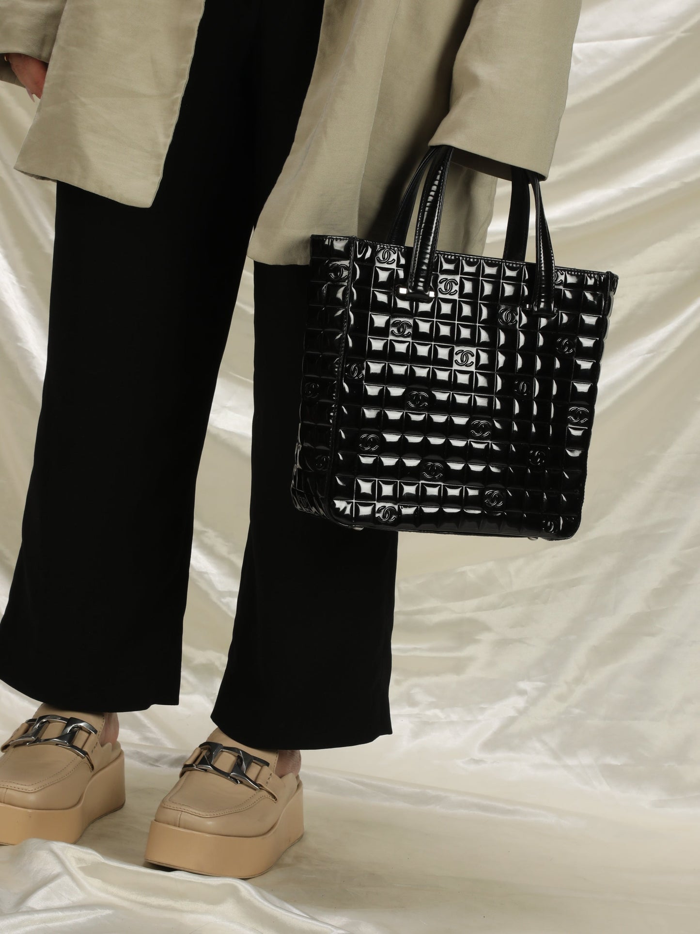 Chanel Patent Chocolate Bar Tote