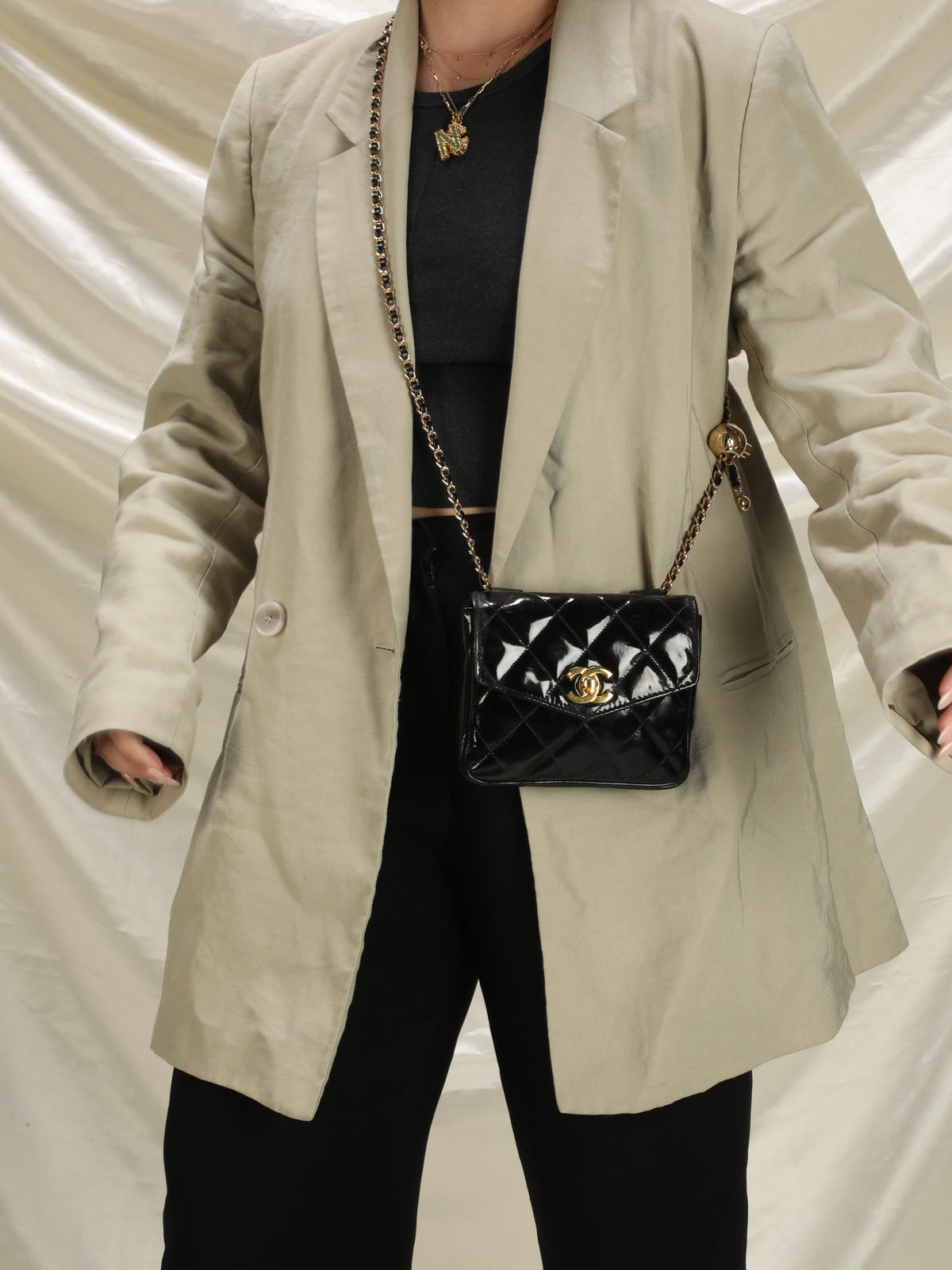 Chanel Patent Turnlock Belt Bag