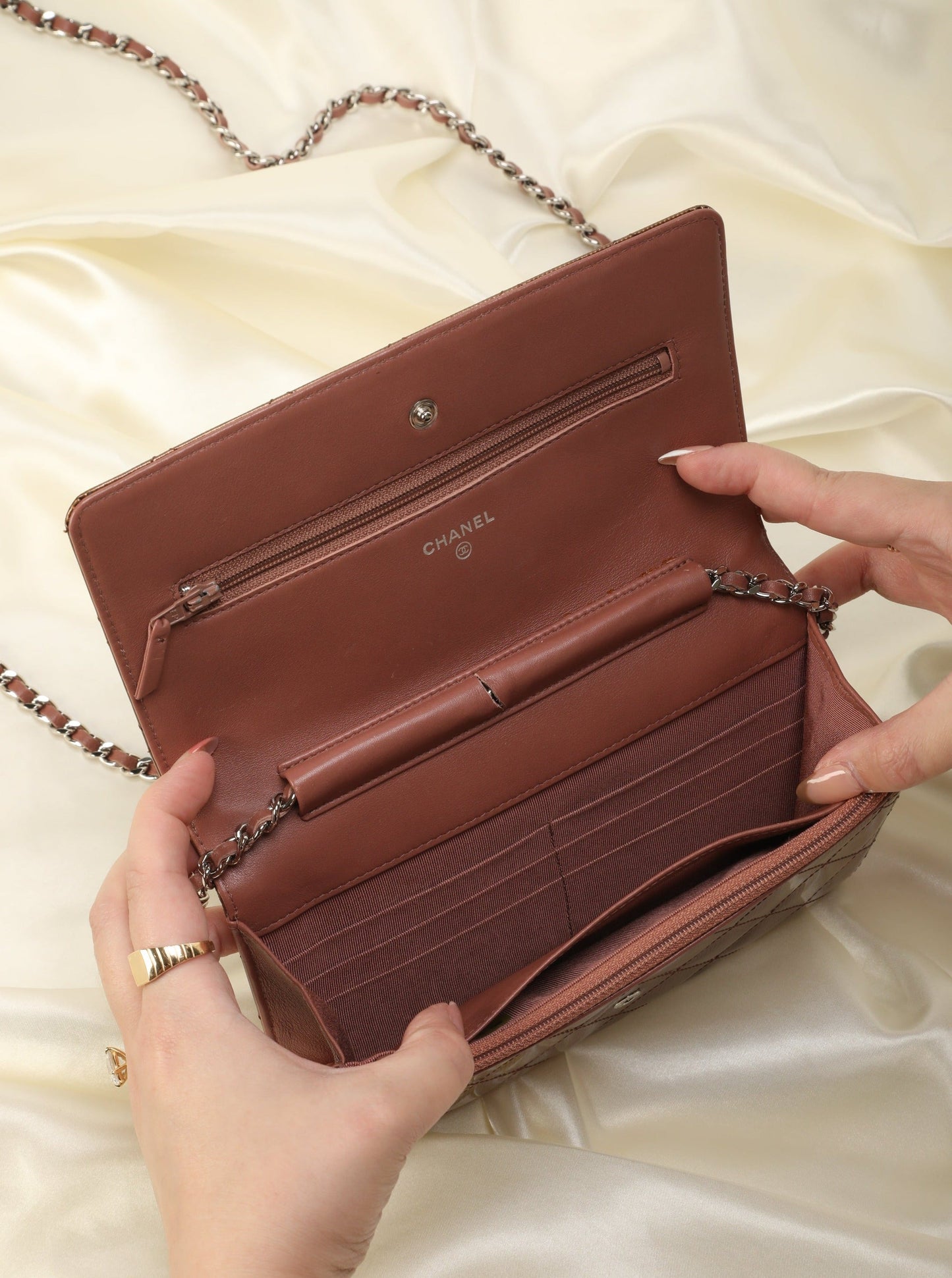Chanel Patent Wallet on Chain