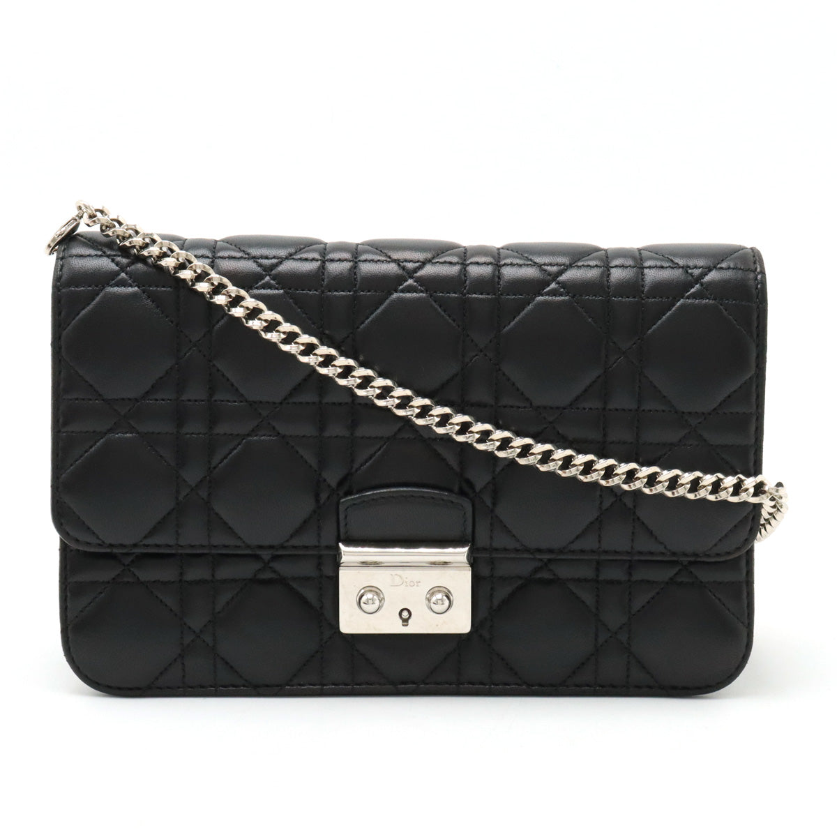 Christian Dior Christian Dior Miss Dior Canary New Rock Chain Wallet Crack Bag Black Black Blumin