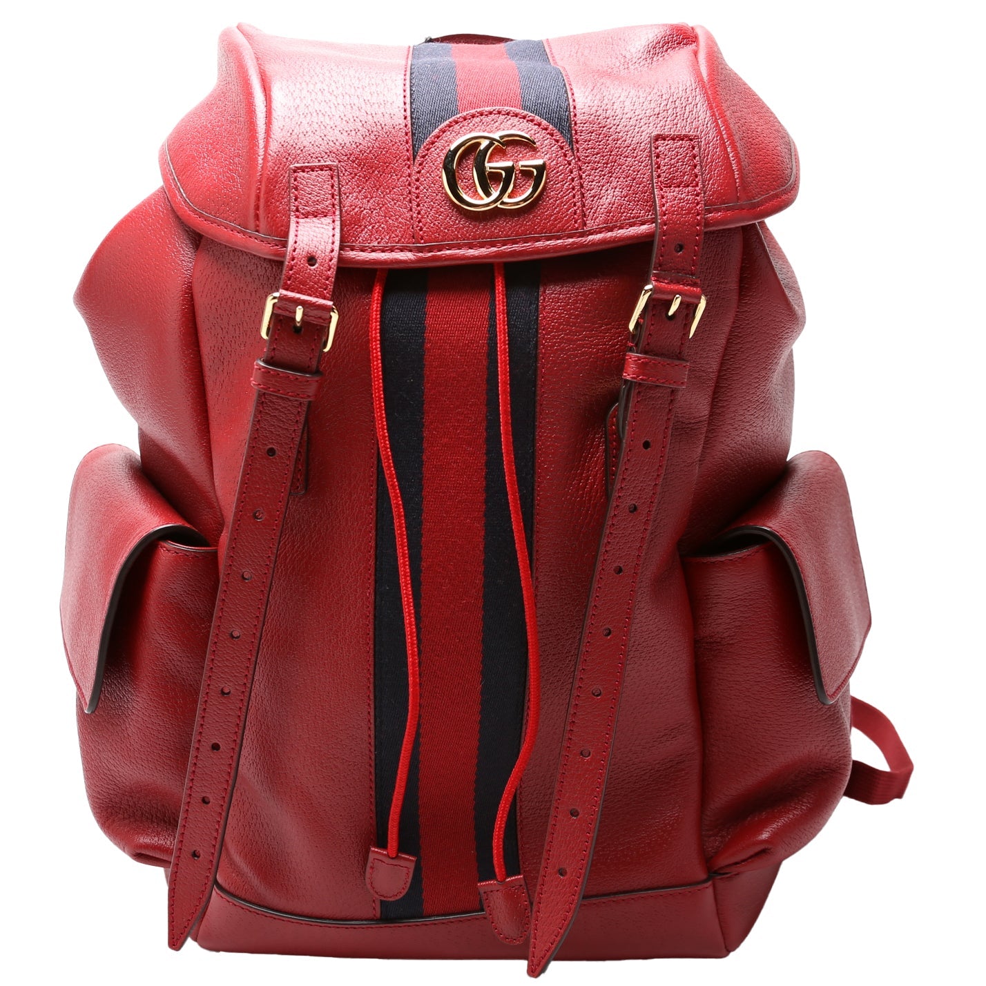 Ophidia Leather Double Buckle Backpack Medium