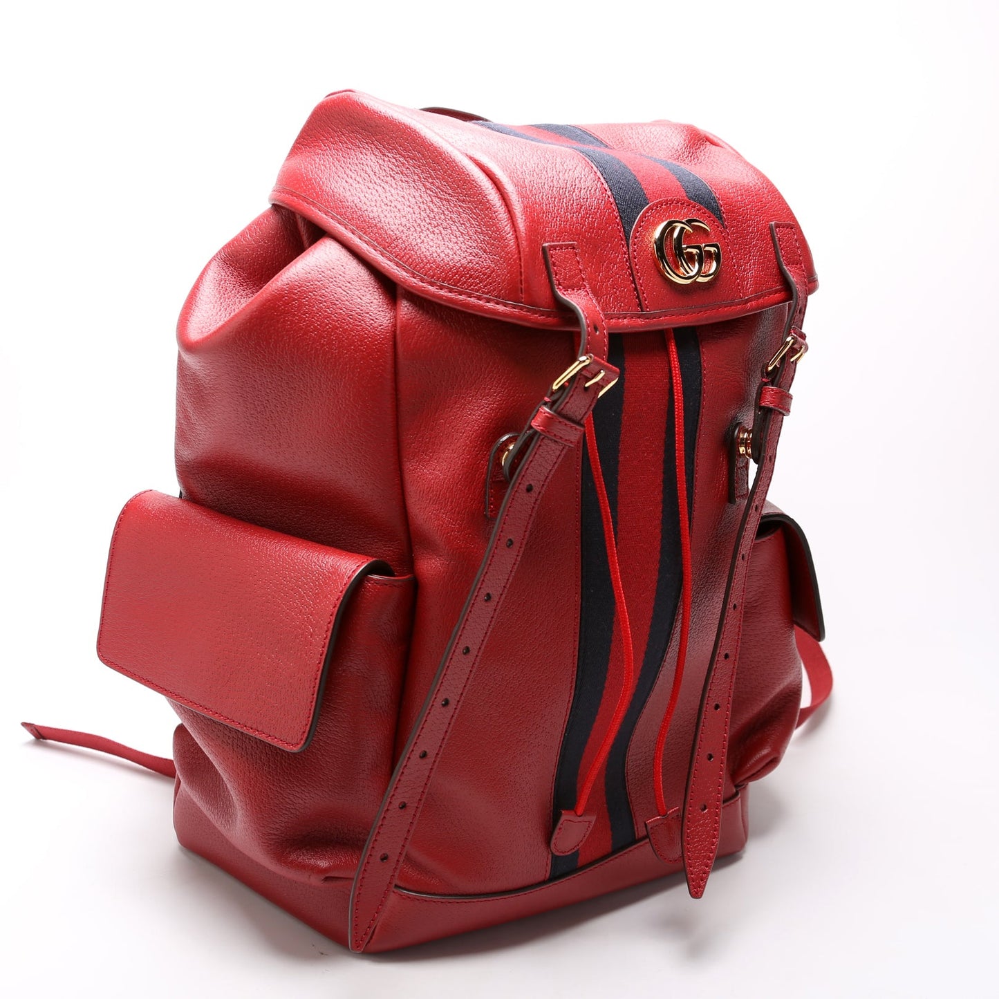 Ophidia Leather Double Buckle Backpack Medium