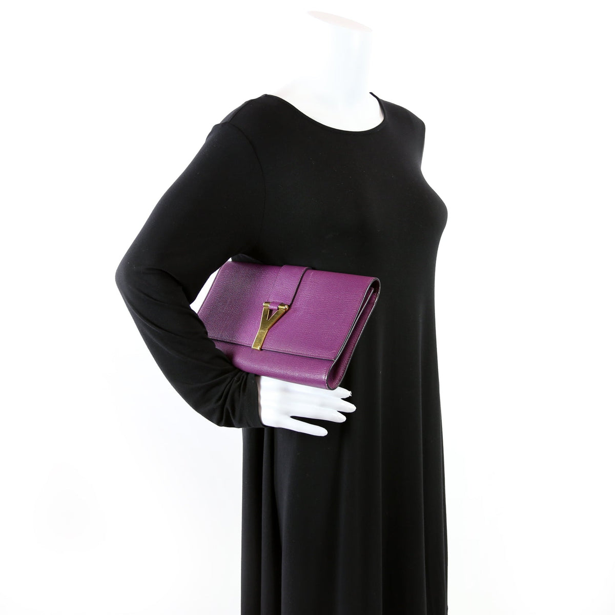 Classic Y Ligne Clutch Textured Leather