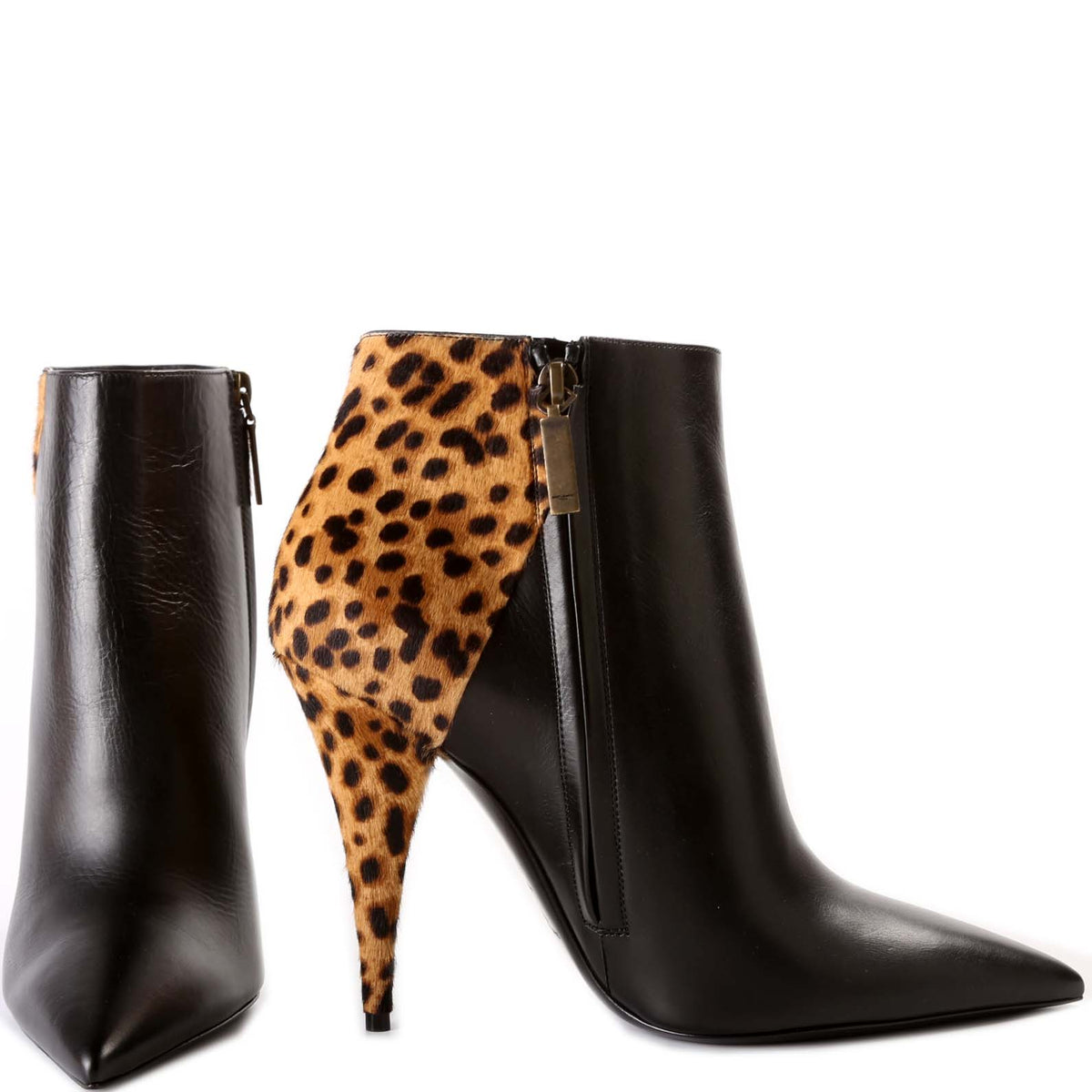 Pointed Toe Leather/Pony Hair Booties Size