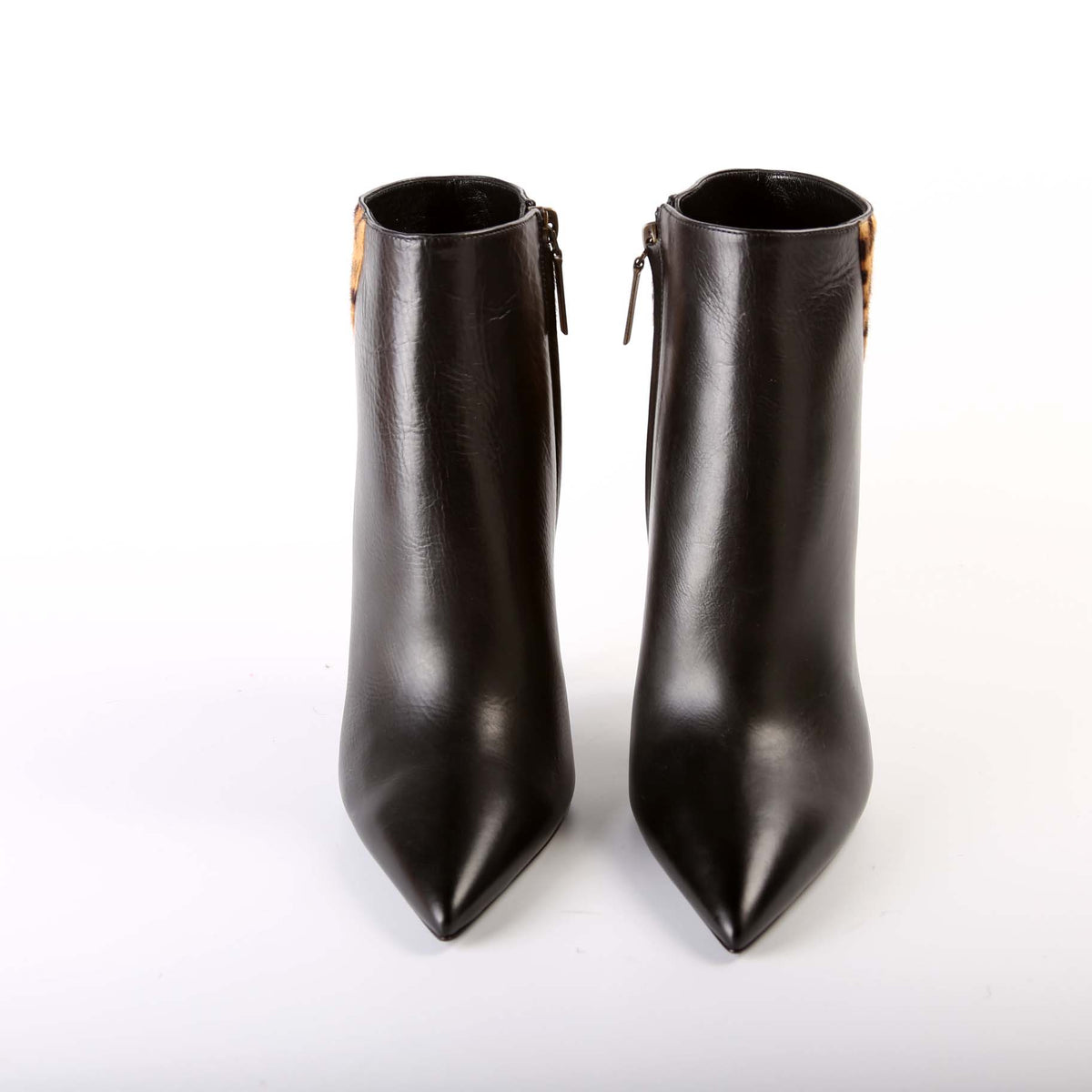 Pointed Toe Leather/Pony Hair Booties Size