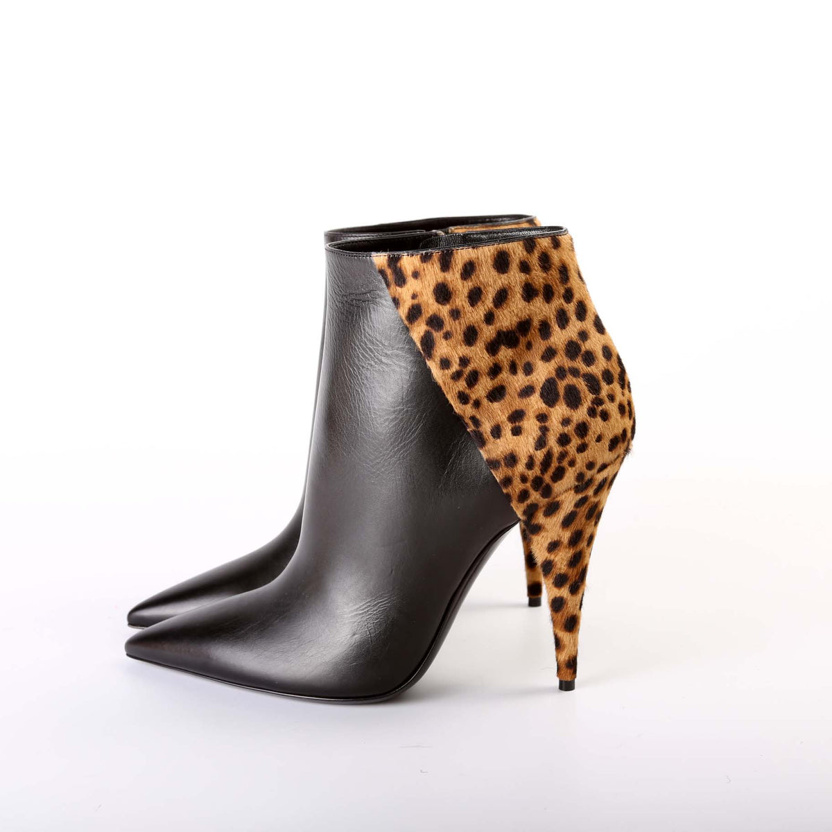 Pointed Toe Leather/Pony Hair Booties Size