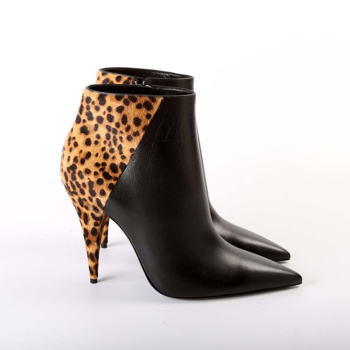 Pointed Toe Leather/Pony Hair Booties Size