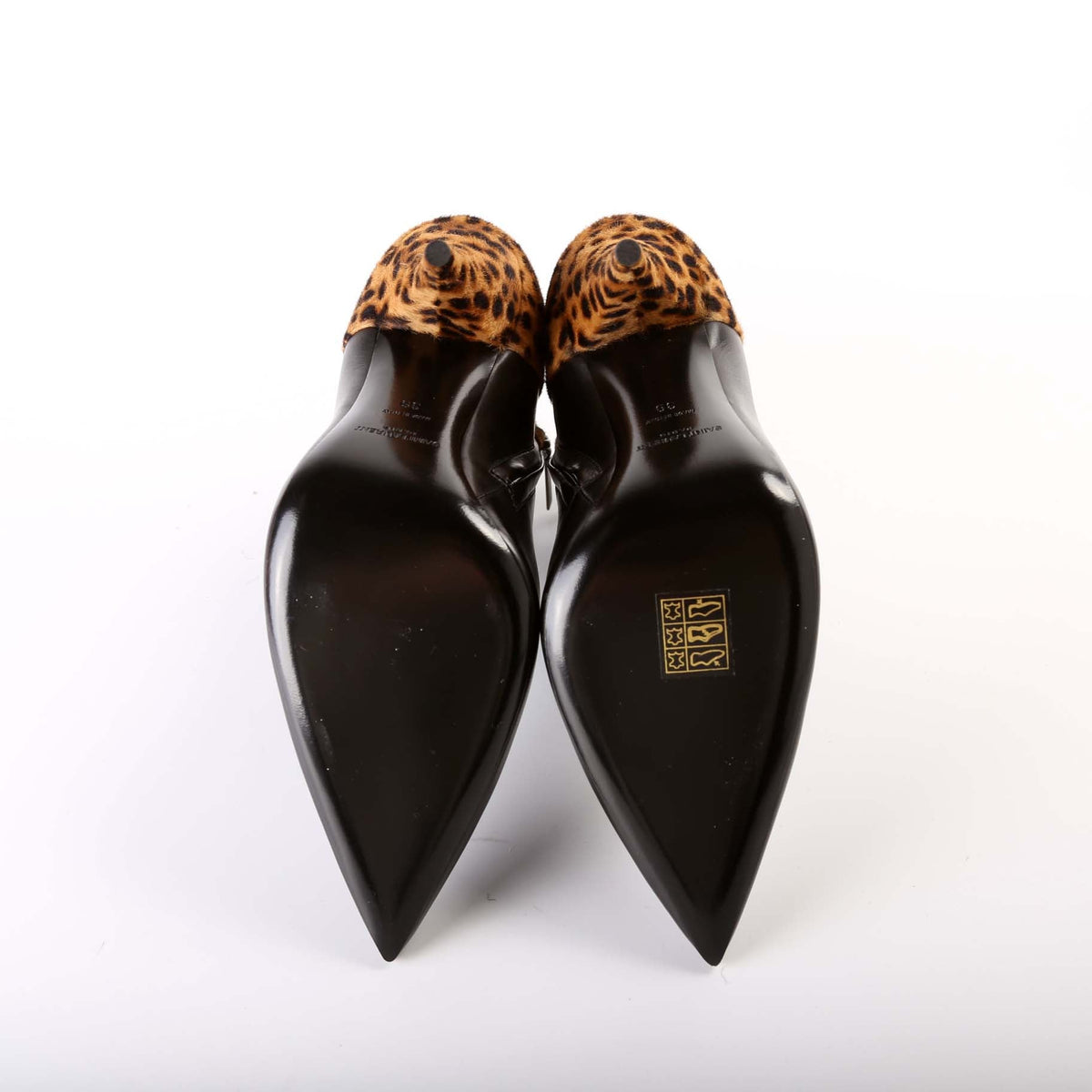 Pointed Toe Leather/Pony Hair Booties Size