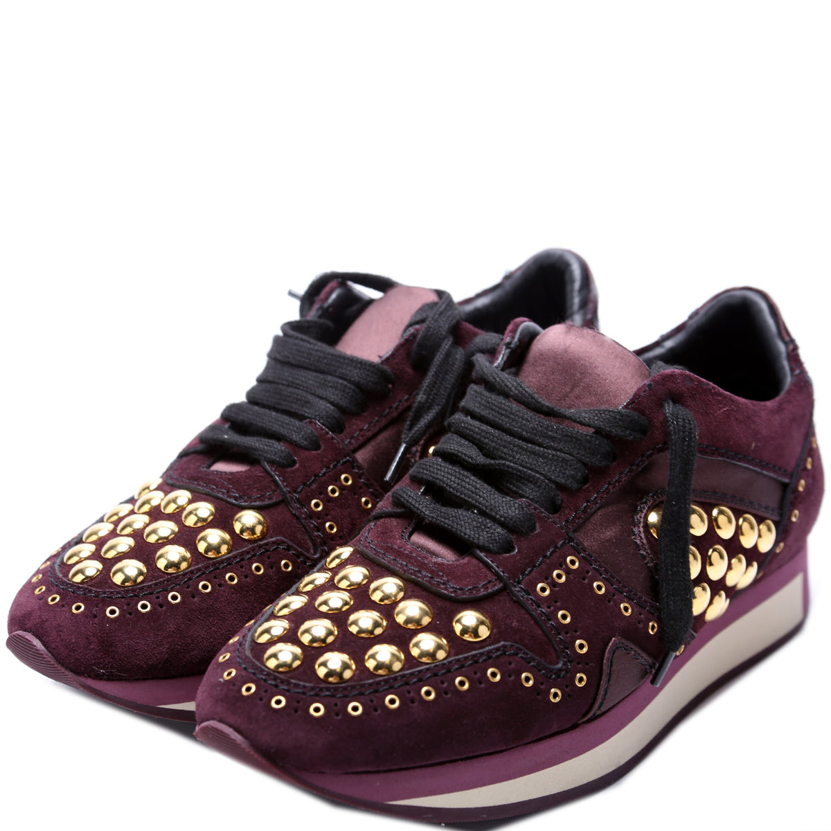 Studded Suede/Satin Sneakers Size 37
