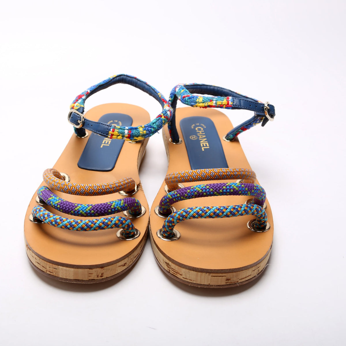 Tweed Ankle Strap Sandals Size 36.5