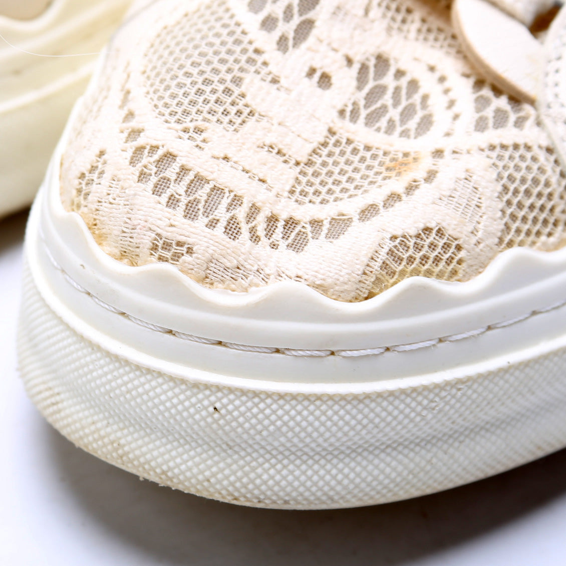 Lauren Lace Hightop Sneakers Size 39 Cream